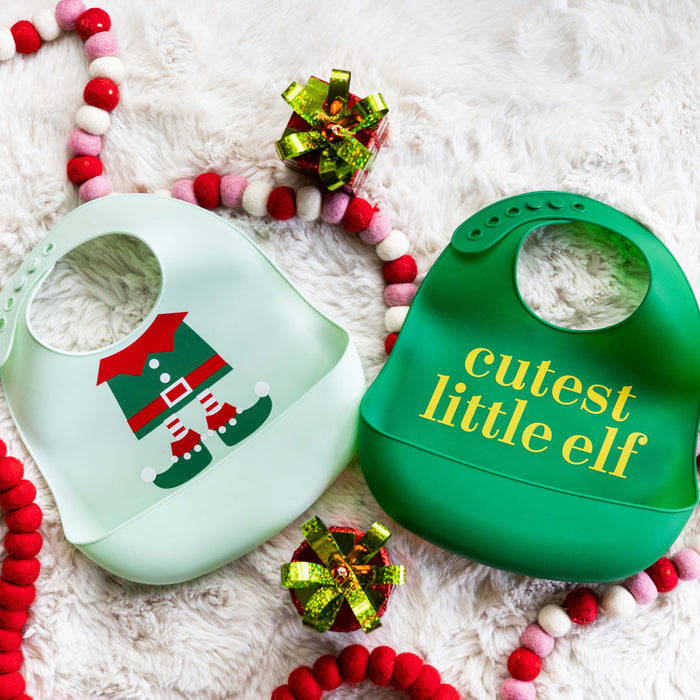 caption-Holiday Themed Elf Feeding Bibs for Baby