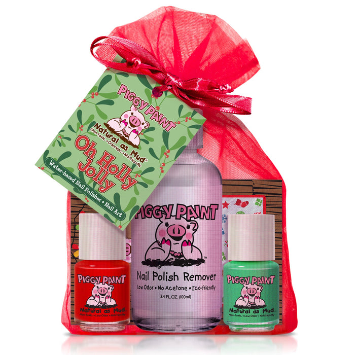 Piggy Paint Oh Holly Jolly Holiday Nail Polish Gift Set with Remover