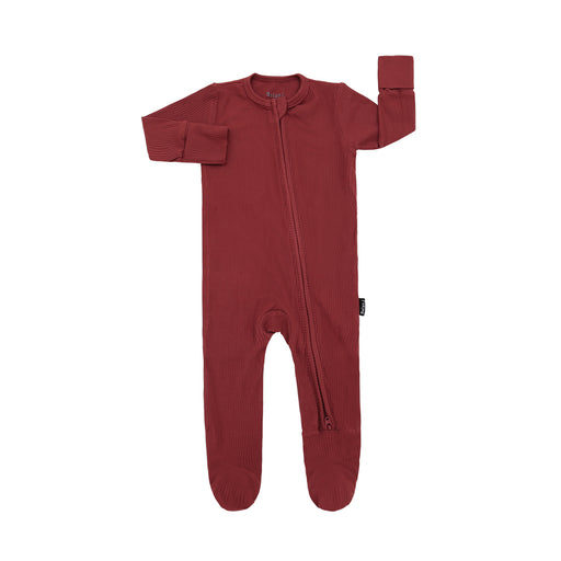 caption-Belan.J Footed Zippered Bamboo Sleeper in Burgundy