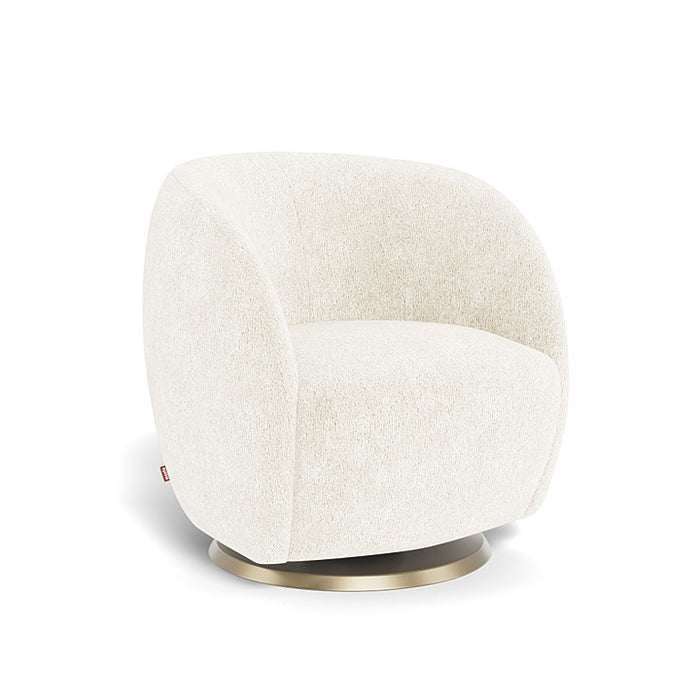 caption-Monte Gem Glider in Faux Sheepskin on Matte Gold Swivel