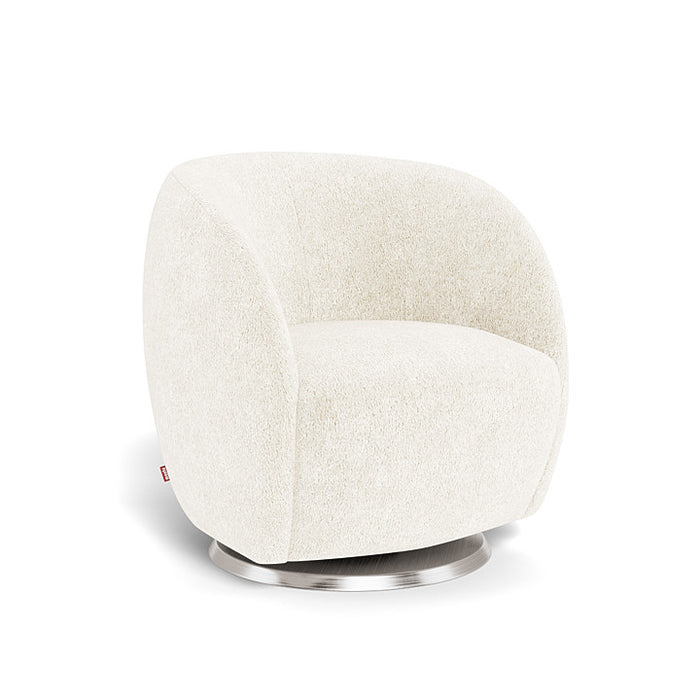 caption-Monte Gem Glider in Faux Sheepskin on Brushed Silver Swivel