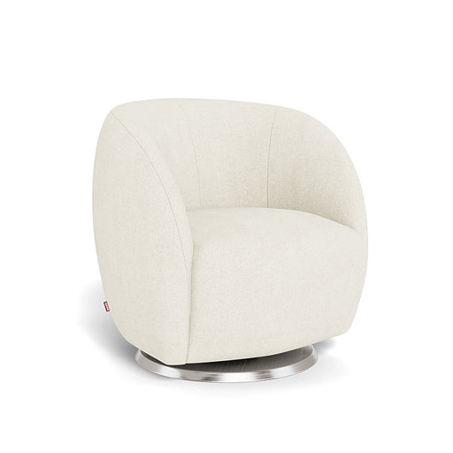 caption-Monte Gem Glider in Ivory Boucle on Brushed Silver Swivel