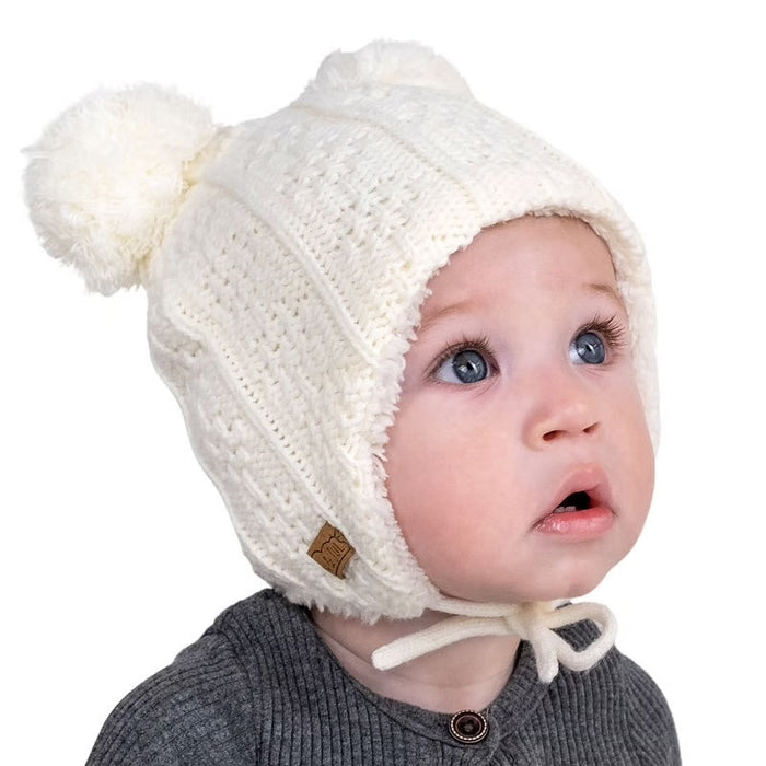 Cozy knit baby winter hat with pom