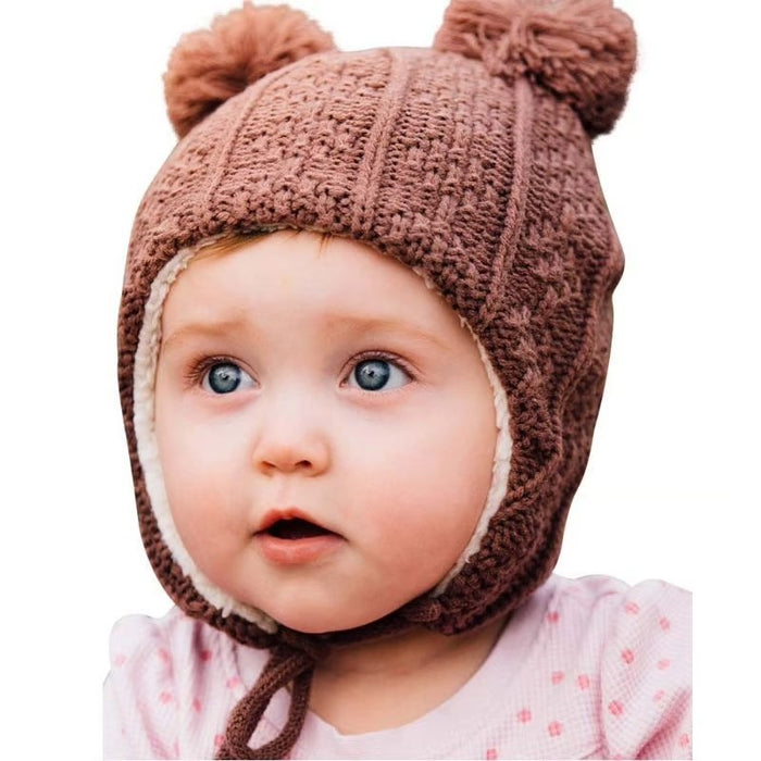 cozy knit baby winter hat with pom