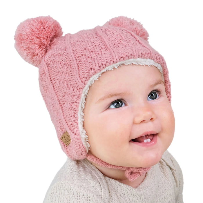 Cozy knit baby winter hat with pom