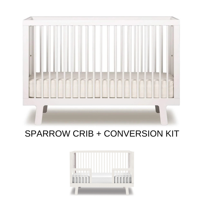 Oeuf Sparrow Crib with Free Extension Kit (White)