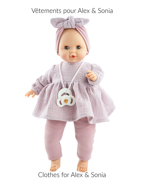 Paola Reina Doll Clothing - Lilac Dress with Matching Leggings and Headband