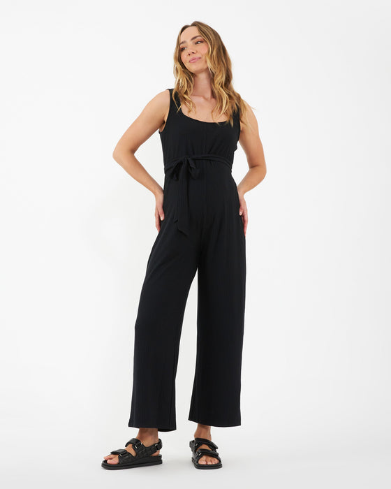 Bobby Ribbed Maternity Jumpsuit - Black