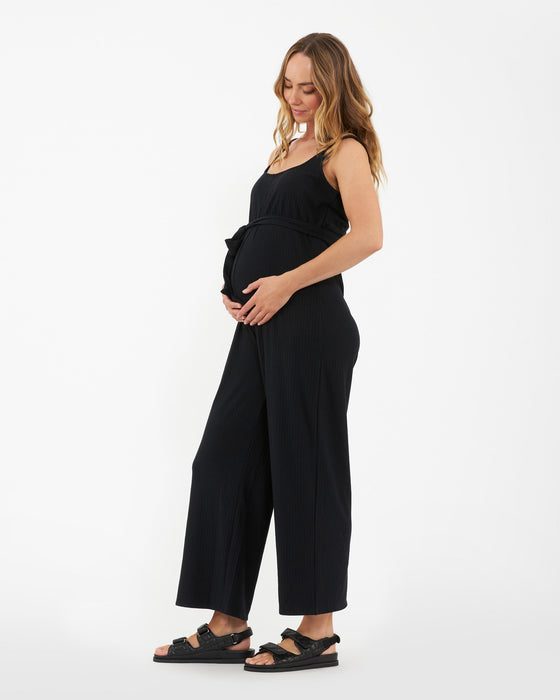 Bobby Ribbed Maternity Jumpsuit - Black