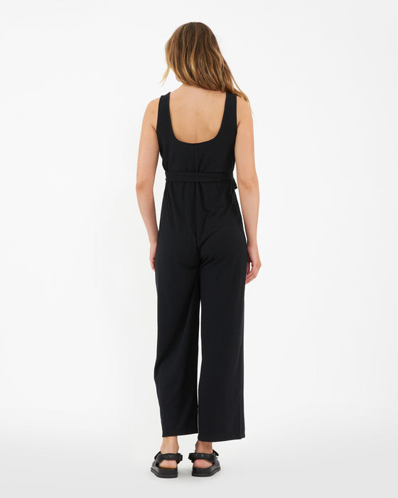 Bobby Ribbed Maternity Jumpsuit - Black