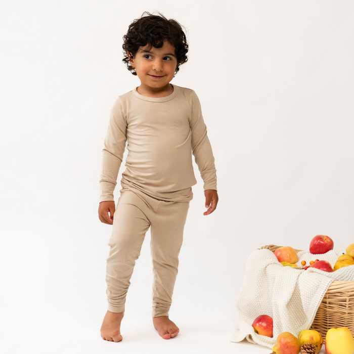 caption-Oatmeal Bamboo Children's PJ Set