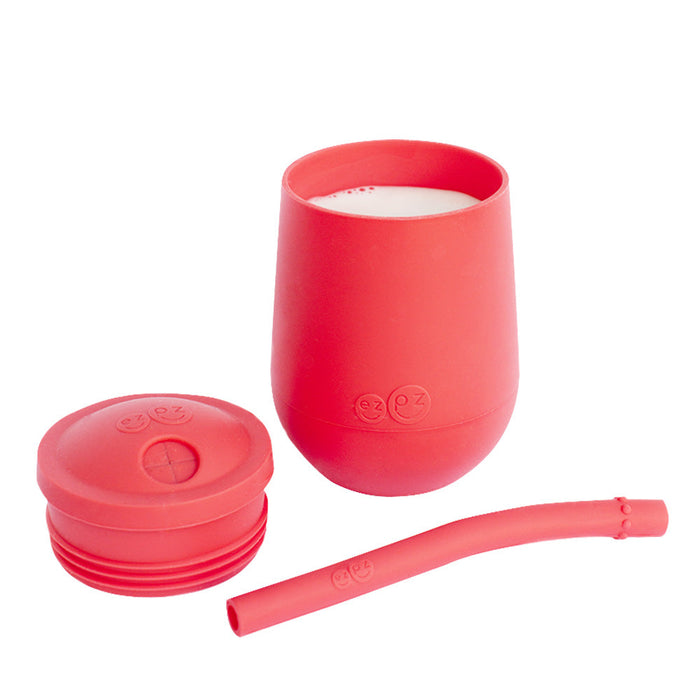 caption-Coral Mini Cup with Straw