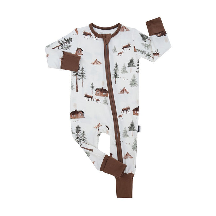 Belan.J Bamboo Footless Zippered Sleeper with Foldover Cuffs - Moose