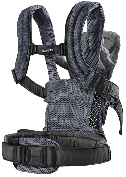 caption-Baby Bjorn Harmony interior of baby carrier features adjustability for baby and wearer.