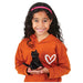 caption-Child holding Mini Black Cat Stuffed Animal Puppet