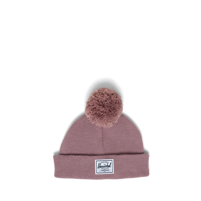 caption-Baby Beanie Hat with Pom in Ash Rose