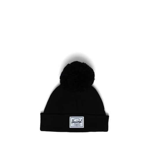 caption-Baby Beanie Hat with Pom in Black