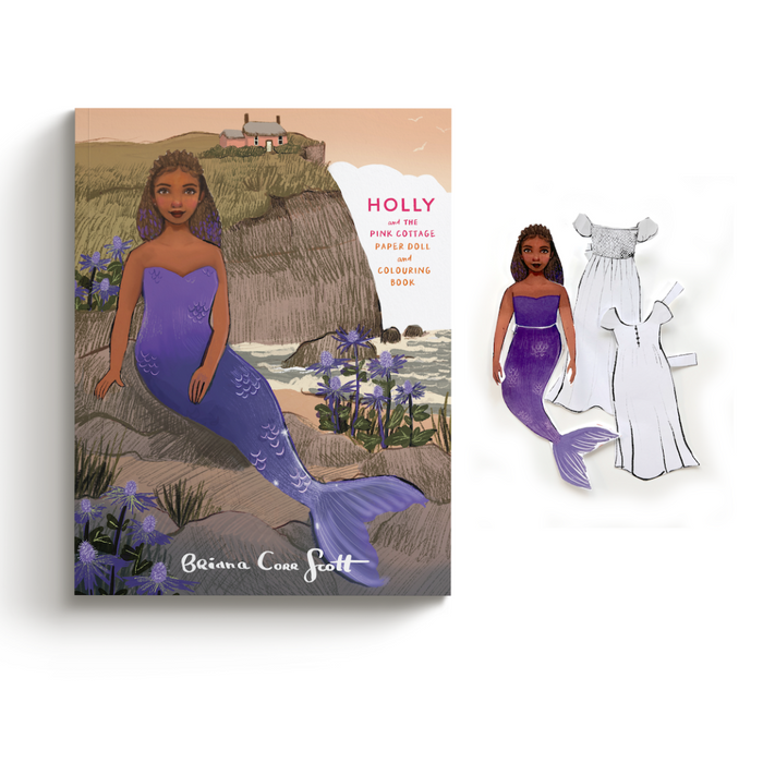 caption-Paper Doll and Coloring Book by Artist Briana Corr Scott - Holly