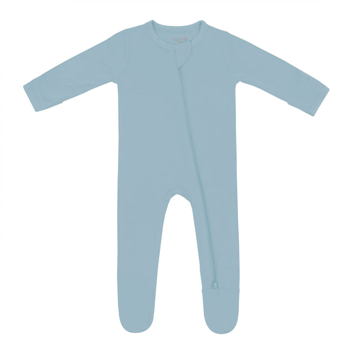 caption-Dusty Blue Zippered Footie