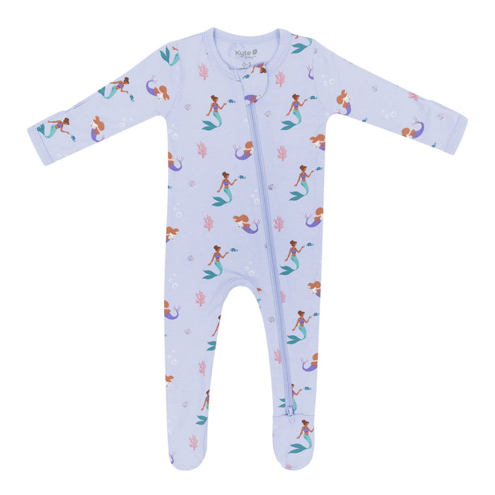 caption-Mermaid Kyte Baby Zippered Footie