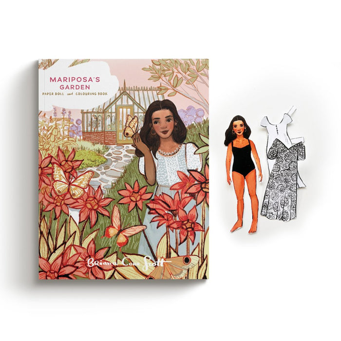 caption-Paper Doll and Coloring Book by Artist Briana Corr Scott - Mariposa