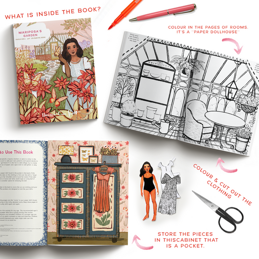 caption-Paper Doll and Coloring Book by Artist Briana Corr Scott