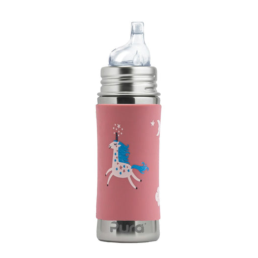 caption-Pura 325ml Stainless Steel Sippy Bottle in Unicorn