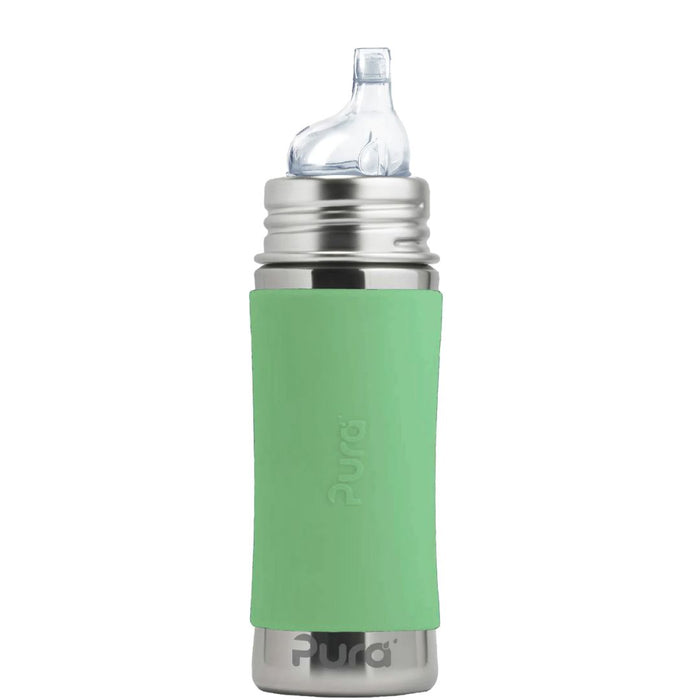 caption-Pura 325ml Stainless Steel Sippy Bottle in Moss