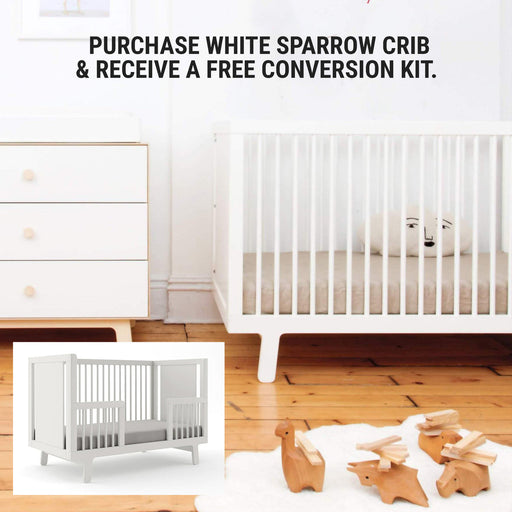 caption-Current Promotion Receive a Free Conversion Kit with a Sparrow Crib in White