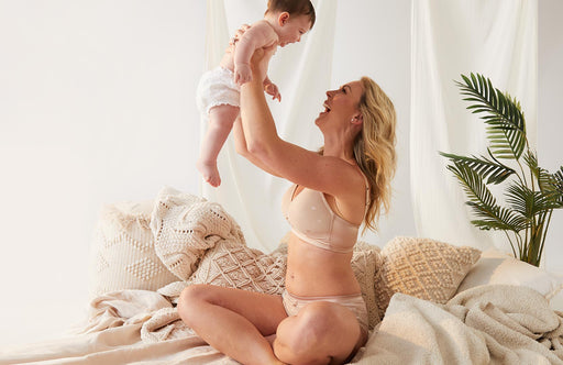 Amamante pullover nursing bra in ivory is both comfortable and functional,  perfect for everyday wear with easy access for breastfeeding moth